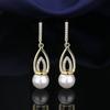 Moda europeia e americana nova pérola colar banhado a ouro 18K simples na moda pérola brincos acessórios de vestuário brincos de jóias