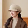Boinas femininas para outono e inverno, estilosas e versáteis, bonés estilo bico de pato, chapéus de tricô quentes para viagens casuais ao ar livre, atacado