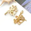 DIY Vida Marina Dorada Chapado en Cobre Oro Real de 18K Fuerte Retención de Color Broche de Girasol Colgante de Circonita Dijes Accesorios de Joyería