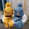 Nuevo Conjunto de Sombrero y Bufanda para Niños, Conjunto de Dos Piezas, Gorro Tejido para Niños con Forro de Felpa, Engrosado, Gorro de Invierno Cartoon para Niños Pequeños