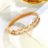 Pulsera de Trébol de Cuatro Hojas con Incrustaciones de Diamantes de Acero de Titanio Nuevo Transfronteriza Pulsera de Flor de Cuatro Hojas de Doble Capa con Galvanoplastia al Vacío Pulsera Simple de Lujo Ligero