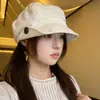 Gorra octagonal de estilo japonés con borde enrollado y botones para mujer, boina de alta costura, artística y versátil, hace que la cara se vea más pequeña, gorra de repartidor