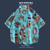 Camisa floral vintage fina de estilo japonés, camisa hawaiana de manga corta con estampado floral, camisa holgada y moderna de media manga para hombre, para parejas, combinable con todo.