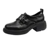 Nuevos Zapatos Pequeños de Cuero Versátiles Estilo Universitario que Aumentan la Altura 2026 Mocasines Estilo Británico para Mujer Suela Gruesa Zapatos Individuales Primavera/Otoño JK Tacón Grueso