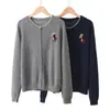 Cárdigan de Cachemir para Mujer % Cachemir Puro Otoño/Invierno Nueva Moda Bordado de Caballo Pequeño Cuello Redondo Tejido Abrigo Cálido