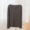 Nova camisa base de veludo catiônico feminina 2022 outono e inverno plus size sem costura gola redonda gola semi-alta autoaquecimento quente