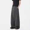 Calça Larga de Verão Pesada com Caimento, Calça Casual Solta Listrada de Seda de Gelo para Homens, Tamanho Grande com Textura, Marca Tendência Estilo Old Money