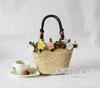 Bolso de Paja Fresco Floral, Bolso de Mano Nuevo Estilo Bosque de Paja de Trigo, Bolso Tejido, Bolso de Playa para Vacaciones en la Costa