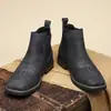 Botas Chelsea de Piel Sintética para Hombre hasta la Pantorrilla Otoño e Invierno Botas de Cuero de Moda para Hombre Estilo Británico Casual Botas Martin Versátiles