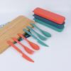 Amazon transfronterizo traje de vajilla portátil de paja de trigo cuchillo, tenedor y cuchara juego de tres piezas para estudiantes de camping fabricante lote