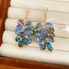 Brincos de pino de prata com diamantes e zircônia, brincos de franja de vidro, pequenos acessórios frescos para férias, brincos de luxo leve de alta qualidade atacado