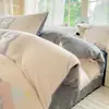 Juego de Cuatro Piezas de Leche Gruesa de Invierno Funda de Edredón de Felpa Doble Cara Sábana Bajera de Coral Fleece Sábana Plana Juego de Tres Piezas para Dormitorio de Estudiante