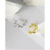 Anillo Abierto Personalizado 408 Estilo K Inss925 Plata de Ley Diseño de Nicho Normcore Patrón de Ola Asimétrica para Mujer