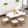 Mesa y sillas de comedor Tienda de té de leche Cafetería Juego simple de mesa y sillas de comedor Silla de cuerno de vaca Apartamento pequeño Uso doméstico Silla larga Mesa de comedor