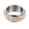 Anillo de dedo de encaje de tendencia europea y americana para combinar con todo, anillo de acero inoxidable giratorio descompresor con la verdad de seis caracteres para hombres y mujeres