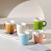 Caneca de cerâmica com cor personalizada, suéter de tricô com padrão texturizado, design em relevo, caneca para café e leite, presente de inverno, Liling