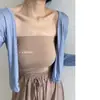 Cardigã de Proteção Solar para Mulheres, Xale Fino para o Verão, com Vestido de Alça, Blusa, Colete de Seda Gelada, Jaqueta Curta