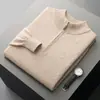 Nuevo suéter de punto grueso de cachemira para hombre, color liso, con cuello semi-alto, manga larga y cremallera, adecuado para ventas transfronterizas