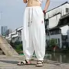 Pantalones Harem Ligeros de Seda de Hielo Estilo Chino para Hombre Verano Casual Bordados Talla Grande Modernos Pantalones Cortos Hip-Hop para Hombre