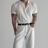 Tejido de punto de manga corta con cuello tipo polo para hombre, diseño fino de verano, simple y versátil, camiseta de color liso, casual, elástica, manga media