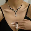Moda coreana brilhante strass borla acessórios de terno de noiva colar brincos terno N5646