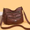Nova bolsa feminina transfronteiriça, couro macio, grande capacidade, bolsa transversal para mães, multi-bolsos, bolsa de ombro feminina prática