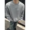 Camiseta de manga larga de cuello redondo de color liso para hombre para otoño e invierno, sudadera de estilo retro americano para pareja, marca de moda, camiseta interior térmica