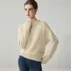 ¡Textura como niebla! Suéter de hilo de punto grueso 100% cachemira pura para mujer, cuello redondo, corte holgado, engrosado, capa base suave y cómoda