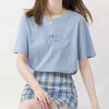 Camiseta coreana de estilo de cuello redondo y manga corta para mujer en verano, holgada, con estampado de plantas, de algodón blanco, ins super hot, top de media manga para estudiante