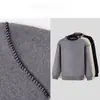 Suéter Jersey de Cuello Redondo Color Block Hecho a Mano con Puntadas Estilo Old Money de Invierno con una Atmósfera Pesada para Hombres y Mujeres Parejas