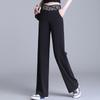 Pantalones de Mujer de Tiro Alto de Pierna Ancha con Efecto de Caída, Letras Cruzadas, Cintura Elástica, Pantalones Largos Rectos Sueltos Adelgazantes, Pantalones Negros, Otoño 2026