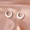 Brincos de Argola Lisos Escovados de Prata S925 para Mulheres, Brincos de Design de Nicho de Luxo Leve, Tarraxas, Presilhas de Orelha, Joias de Orelha Atacado