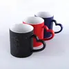 Caneca com coração de transferência de calor, cor céu estrelado que muda de cor, caneca em branco para impressão personalizada DIY, caneca de cerâmica com design sensível à temperatura