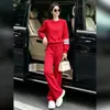 Sudadera casual de cuello redondo, holgada, simple, que rejuvenece, y pantalones de pierna ancha - un conjunto de dos piezas impresionante y muy vendido para otoño e invierno