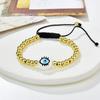 Popular Europeo y Americano Cuentas de Cobre Tejidas a Mano Geométricas Redondas Aceite de Color Goteando Ojo del Diablo Turco Pulsera para Hombres y Mujeres