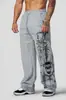 Pantalones deportivos transfronterizos nuevos, pantalones de entrenamiento para el gimnasio, pantalones de entrenamiento para correr, estampado digital, pantalones largos estilo Y2K