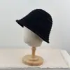 Sombrero de Pescador de Punto Retro Estilo Coreano Otoño/Invierno para Mujer Circunferencia de Cabeza Grande Hace que la Cara Parezca Más Pequeña Sombrero de Cubo de Lana Cálido Protección contra el Frío Sombrero de Cara Lisa