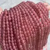 Cristal de Fresa de Piedra Natural Optimizada de Color Claro Cuentas Hechas a Mano para Bricolaje Cuentas Redondas Cuentas Sueltas Accesorios para Joyería Venta Directa de Fábrica