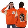 Sudadera con capucha y costuras en contraste con estampado gigante de Attack on Titan de AliExpress.