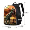 Venta al por mayor de fábrica mochila escolar infantil de dinosaurio Jurásico para estudiantes de primaria grados 1-3-5 soporta una generación de cabello