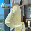 Roupas Femininas 2026 Verão Novo Calça de Trabalho Estilo Americano, Calça Jogger de Cintura Alta Wide-Leg, Calça Esportiva Casual de Uso Duplo