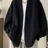 Elegante chaqueta de punto gofrado para hombre con cuello en V, perfecta para primavera y otoño, con un look relajado y chic