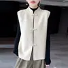 Chaleco de punto moderno estilo chino 100% lana pura para mujer, adecuado para otoño e invierno, suéter cálido