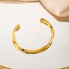Pulsera Torcida Abierta de Acero de Titanio Chapado en Oro Real Transfronteriza para Mujer Diseño Nicho Europeo y Americano Simple Personalidad Pulsera para Pareja Joyería