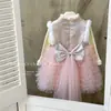 Vestido de Año Nuevo para Niña Estilo Chino, Traje Tang Rosa Vestido de Cumpleaños, Vestido de Pastel, Vestido de Princesa Forrado de Felpa