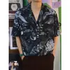 Camisa Havaiana de Férias Masculina, Tendência de Verão, Única, Estilosa e Versátil, com Efeito Drapeado, Camisa Floral de Manga Curta para Jovens