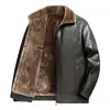 Suministro exclusivo transfronterizo de chaquetas de cuero para hombre de talla grande, chaquetas de cuero U con forro de piel engrosado, estilo business casual para hombre