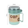 Copo de Água de Plástico para Meninas, Bonito, Grande Capacidade, para Trabalhadores de Escritório, Estudantes, Copo de Frutas, Louça, Colher, Copo Doméstico para Café da Manhã
