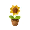 Girasol Tejido a Mano Transfronterizo Terminado Flor Artificial Decoración de Mesa en Maceta Adornos Lindos Regalos de Graduación para Niñas