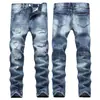 Comercio exterior nuevos jeans rotos azul claro para hombre rectos estilo coreano pantalones rotos slim para jóvenes pantalones de moda